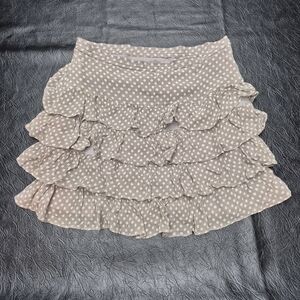 Silk Polka Dot Tiered Mini Skirt